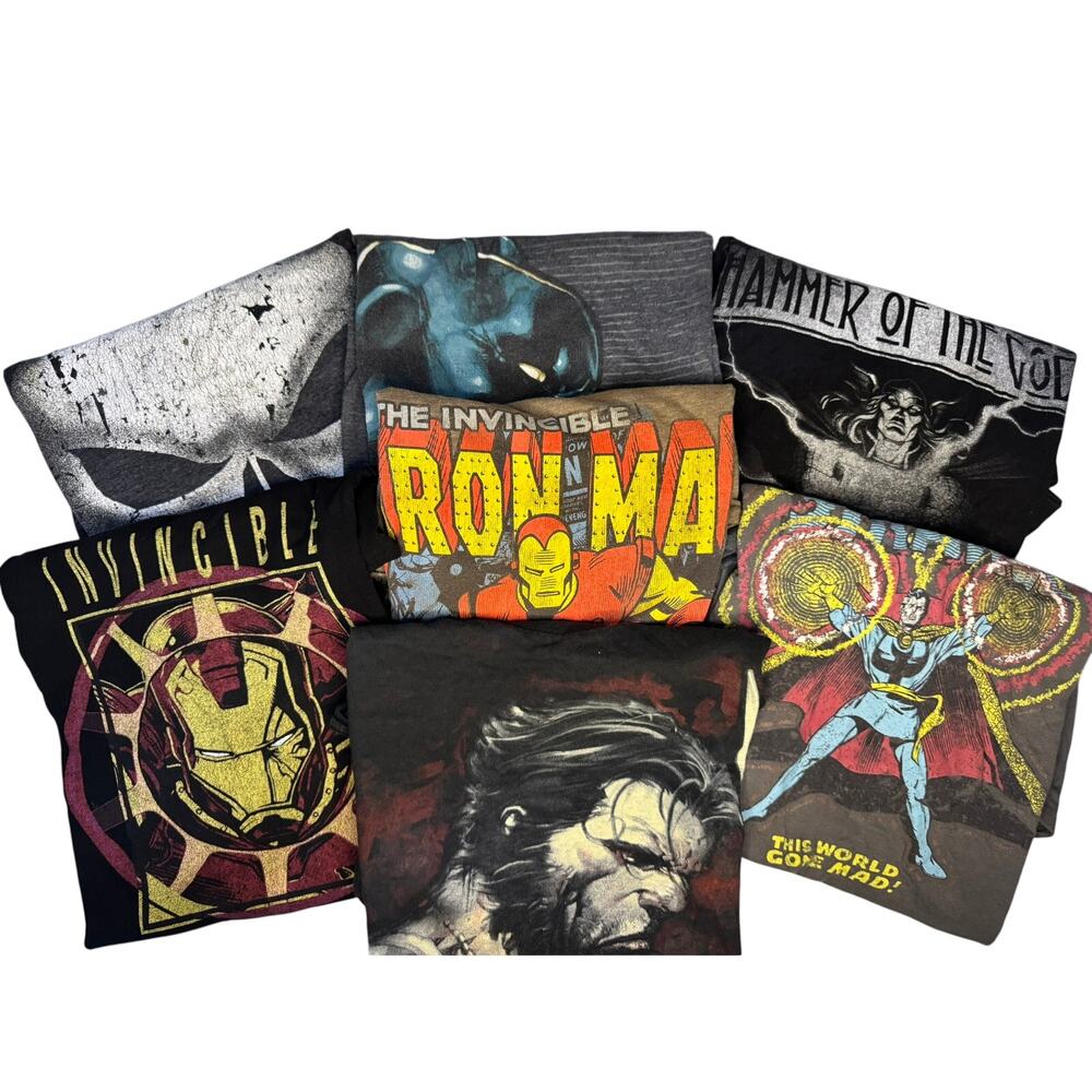 Lot 7 Marvel men's t-shirts medium Wolverine, Iron Man, Black Panther, and more